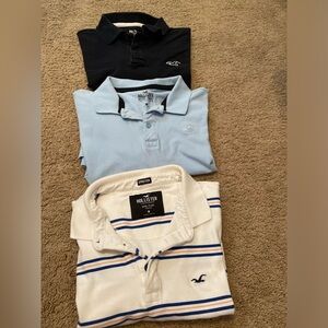 1 M 2 L Men's Polo Shirt Trio - Black, Light Blue, White